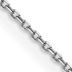 0.8mm 14K White Gold Solid Diamond Cut Rolo Chain Necklace, 18 Inch